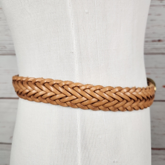 Tan Leather Belt with Brass Buckle - Picture 3 of 8